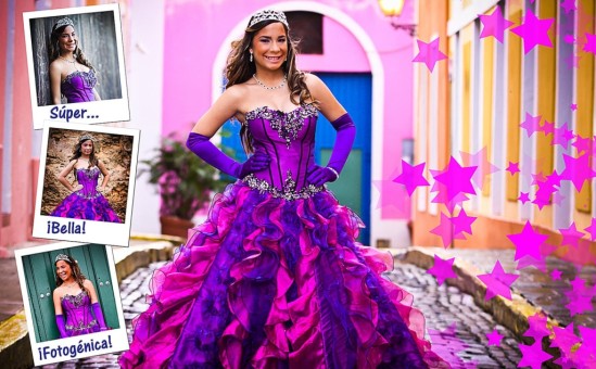 Quinceanera photos in Old San Juan streets