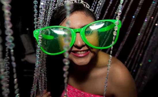 Quinceanera with big sunglasses