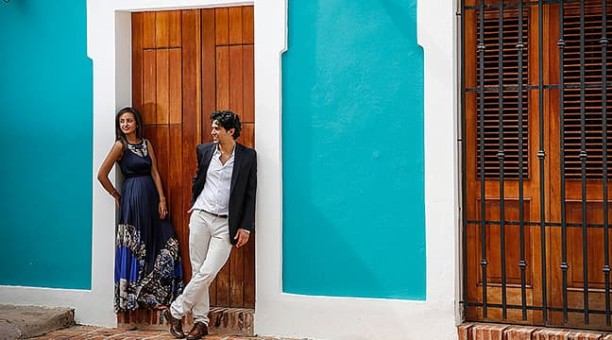 Engagement session in Old San Juan streets, Puerto Rico