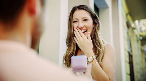 Surprise proposal at Old San Juan streets, Puerto Rico