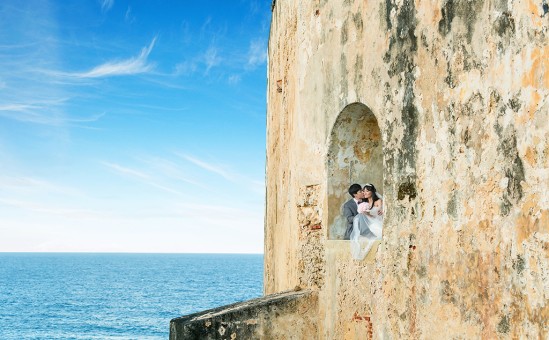 Romantic Chinese Couple at San Cristobal Castle, San Juan Puerto Rico