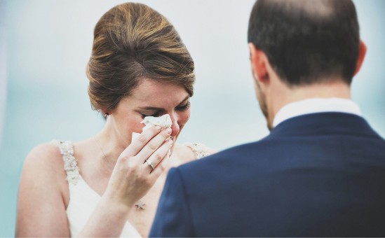Bride crying during vows