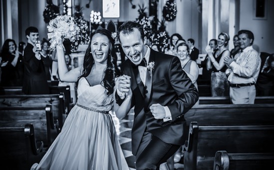 Candid shot of wedding couple