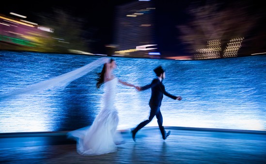 Las Vegas Strip Bride and Groom Trepidation shot