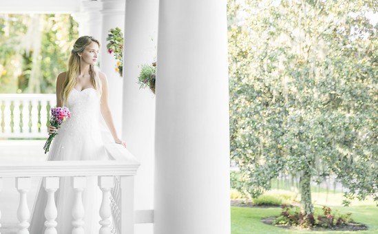 Bride in the main building at Magnolia Plantation and Gardens South Carolina