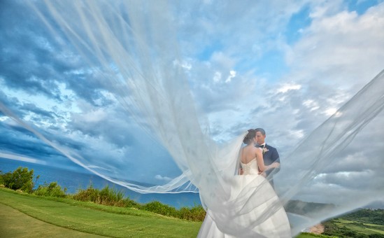 Royal Isabela wedding couple, bride's veil, Isabela Puerto Rico