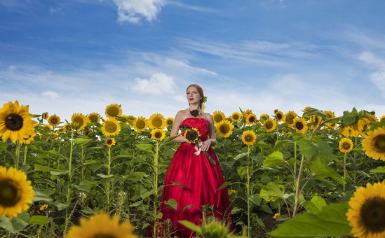 Bride at Finca El Girasol, Guanica Puerto Rico With Red dress
