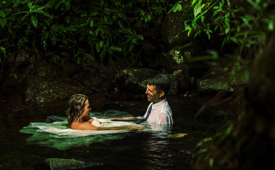 Trash the dress in a river at El Yunque National Forest