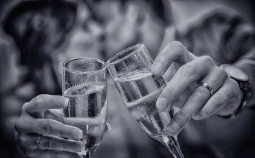 Wedding Toast during reception in Black and White