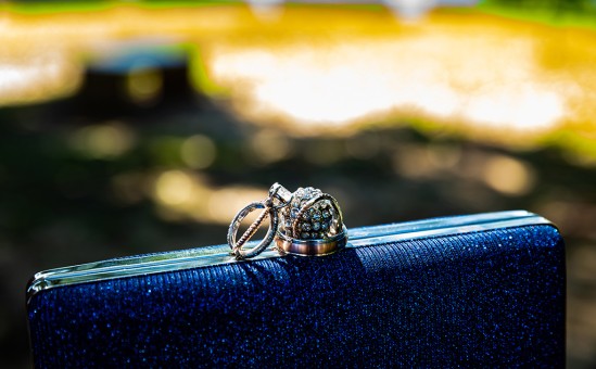 Wedding Rings with blue purse in Old San Juan