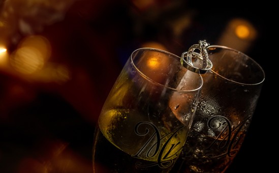 Wedding Rings and champagne glass
