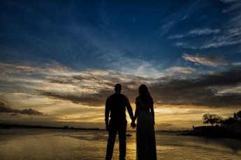 Couple during sunset at San Juan Bay, Puerto Rico